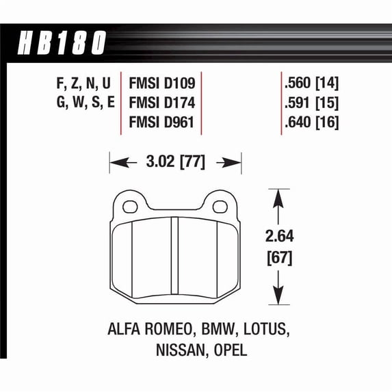 Hawk Performance HB180F.560 Brake Pads - HPS Compound - Front - Set of 4 Fits select: 2003,2004 INFINITI G35