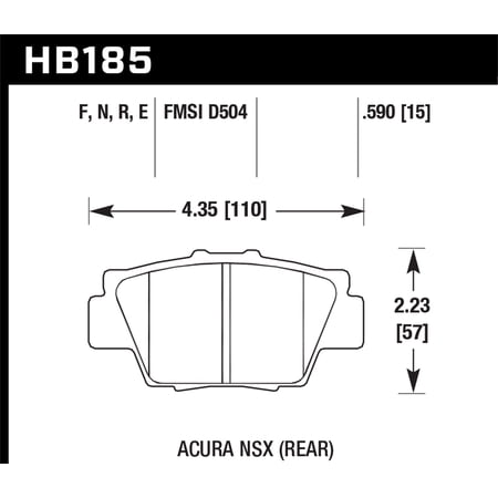 Hawk Performance HB185B.590 Disc Brake Pad Fits 91-05 NSX Fits select: 1991-1998,2004-2005 ACURA NSX