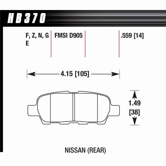 Hawk 03-07 350z / G35 / G35X w/o Brembo HPS Street Rear Brake Pads