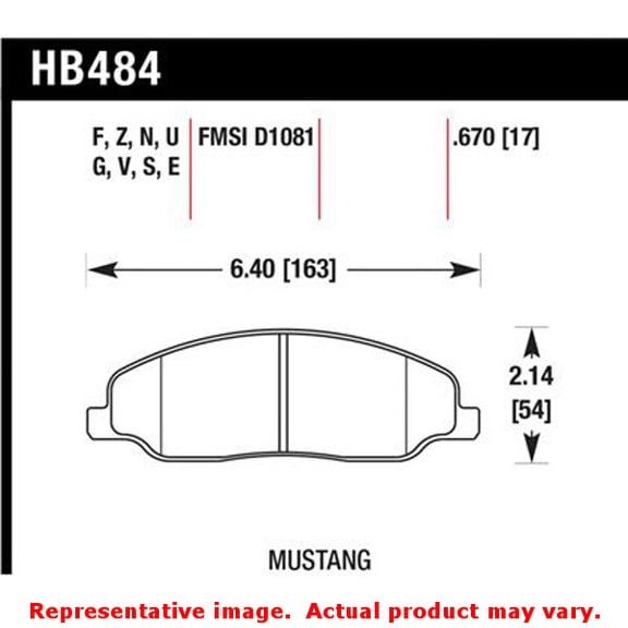 Hawk Performance HB484F.670 Brake Pads - HPS Compound - Front - Set of 4 Fits select: 2005-2006,2011-2014 FORD MUSTANG