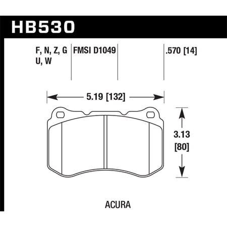 Hawk Performance HB530B.570 HPS 5.0 Disc Brake Pad Fits 04-08 TL Fits select: 2006 ACURA 3.2TL, 2004-2005 ACURA TL