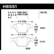 Hawk Performance HB551F.748 Brake Pads - HPS Compound - Front - Set of 4 Fits select 2008-2013 BMW 328, 2015 BMW X1