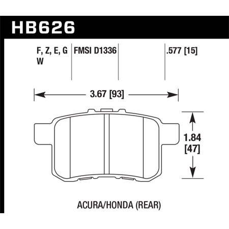 Hawk Performance HB626B.577 Disc Brake Pad Fits 04-15 Accord TSX Fits select: 2012-2015 HONDA ACCORD LX, 2008-2009 HONDA ACCORD EXL