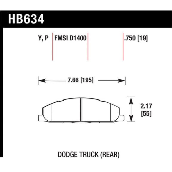 Hawk Performance HB634P.750 Brake Pads - Super Duty Compound - Rear - Set of 4 Fits select: 2013-2016 RAM 2500, 2009-2012 DODGE RAM 2500