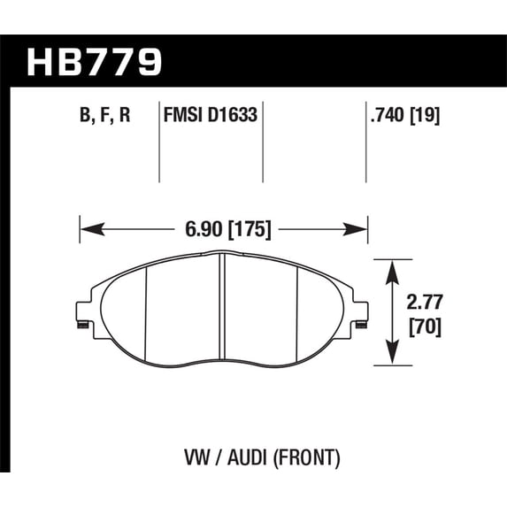 Hawk Performance HB779U.740 DTC-70 Disc Brake Pad Fits select: 2018 VOLKSWAGEN TIGUAN SE/SEL, 2015 VOLKSWAGEN GTI