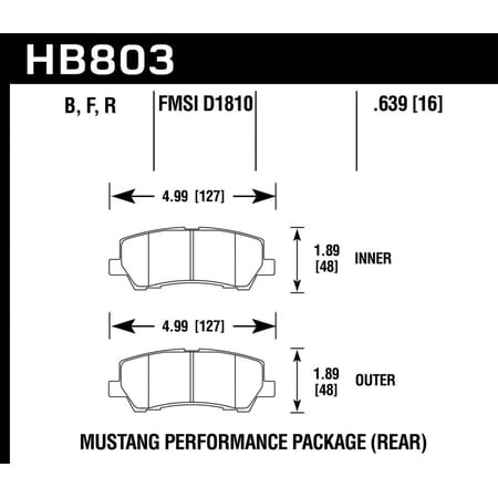Hawk Performance HB803N.639 HP Plus Disc Brake Pad Fits 15-18 Mustang