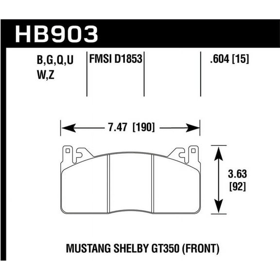 Hawk Performance HB903N.604 HP Plus Disc Brake Pad Fits 15-19 Mustang Fits select: 2018-2019 FORD MUSTANG GT, 2017 FORD MUSTANG SHELBY GT350