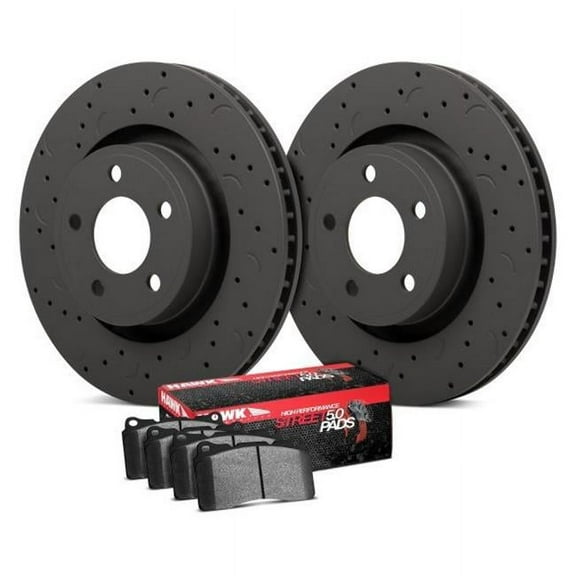 Hawk Performance HPS 5.0 Drilled & Slotted Rear Brake Kit with High Performance Street 5.0 Pads