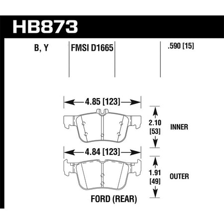Hawk Performance Hb873y.590 Lts Disc Brake Pad Fits 13 19 Fusion Mkc Mkz Fits select: 2013-2015 FORD FUSION, 2015-2019 LINCOLN MKC