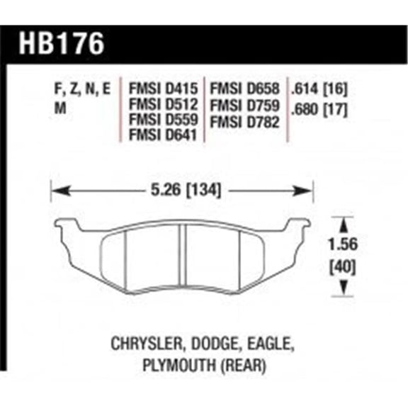 Hawk Performance Street Rear Brake Pads for SRT4 HP Plus