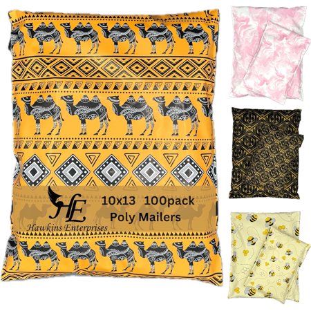 Hawk Poly Mailers 10x13 Cute Aztec Camels Heavy Duty 3.15mil Tamper-Evident & Self-Sealing Shipping Envelopes for Small Businesses Printed Waterproof Mailing Bags Non Padded (Hump Day, 10x13)