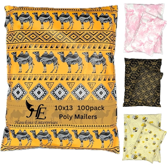 Hawk Poly Mailers 10x13 Cute Aztec Camels Heavy Duty 3.15mil Tamper-Evident & Self-Sealing Shipping Envelopes for Small Businesses Printed Waterproof Mailing Bags Non Padded (Hump Day, 10x13)