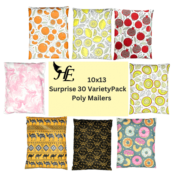 Hawk Poly Mailers 10x13 Cute Fruit Lemon Orange Variety 3.15mil Tamper-Evident Self-Sealing Shipping Envelopes Small Businesses Printed Mailing Bags (Variety Pack 30, 10x13)