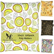 Hawk Poly Mailers 10x13 Cute Heavy Duty 2.3mil Tamper-Evident & Self-Sealing Shipping Envelopes for Small Businesses Printed Waterproof Mailing Bags Tear Proof Kingly Kiwis 100 pack, 10x13