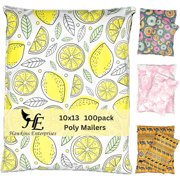 Hawk Poly Mailers 10x13 Cute Heavy Duty 3.15mil Self-Sealing Shipping Envelopes for Small Businesses Printed Waterproof Mailing Bags Tear Proof Fun Fruit Non Padded Lucky Lemons 100 pack, 10x13
