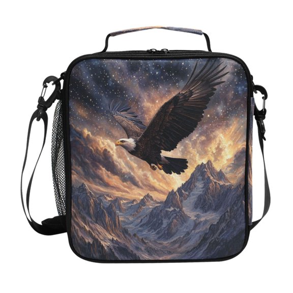 Hawk Soar above Mountains Insulated Lunch Bag Reusable Lunch Box Lunch Container with Straps