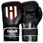Hawk Sports Black Leather Boxing Gloves Gel Fight Punch Bag MMA Muay Thai Kick