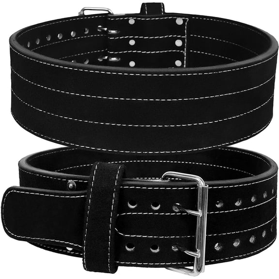 Hawk Sports Double Prong Powerlifting Belt for Men & Women, 10mm Thick, 4" Wide Suede Leather Weightlifting Belt, for Doing Heavy Weight Workouts like Deadlifts & Squats at Full Power