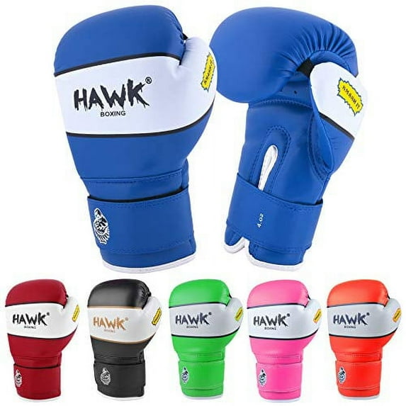 Hawk Sports Kids Boxing Gloves for Kids Children Youth Punching Bag Kickboxing Muay Thai Mitts MMA Training Sparring Gloves (Blue, 6 oz)