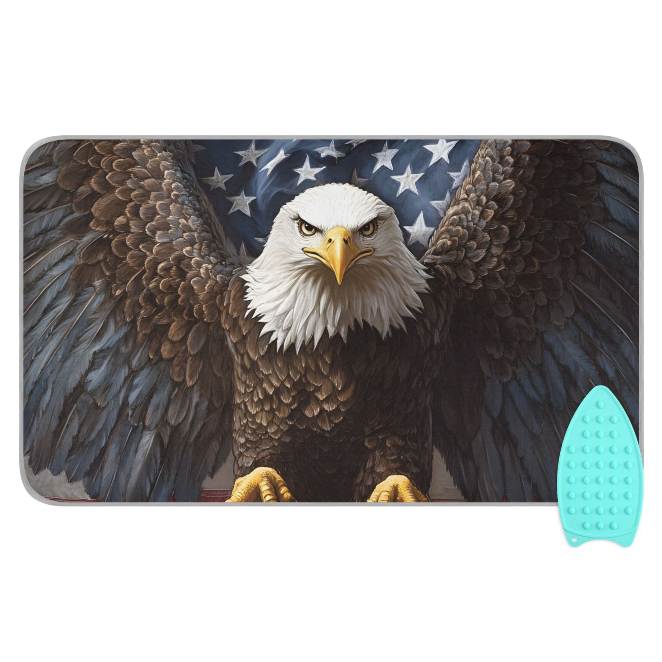 Hawk Spread Wings Front Flag Ironing Mat Blanket Portable Travel Ironing Pad Heat Resistant Pad 47.2" x 27.6”