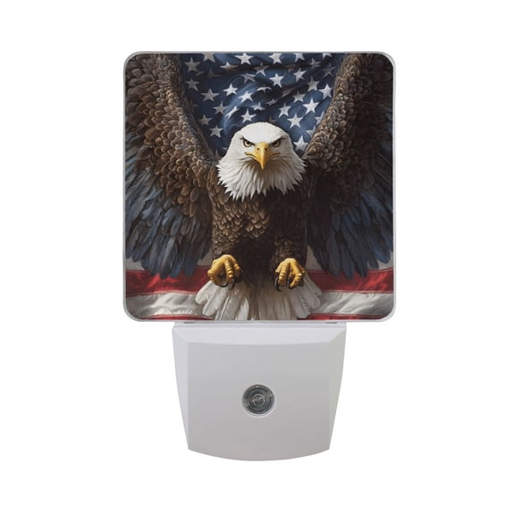 Hawk Spread Wings Front Flag LED Night Light with Smart Sensor Plug Into Wall Dusk to Dawn 2 packs