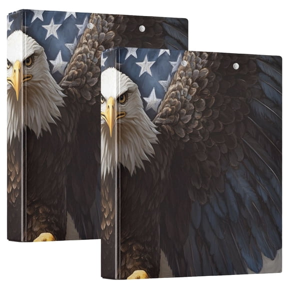 Hawk Spread Wings Front Flag Round Ring Binder 3 Rings 1.5" Capacity File Storage for A4 Size 1 Pack