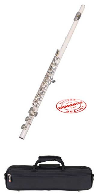 Hawk WD-F113-WT Closed Hole C Flute with Case, White