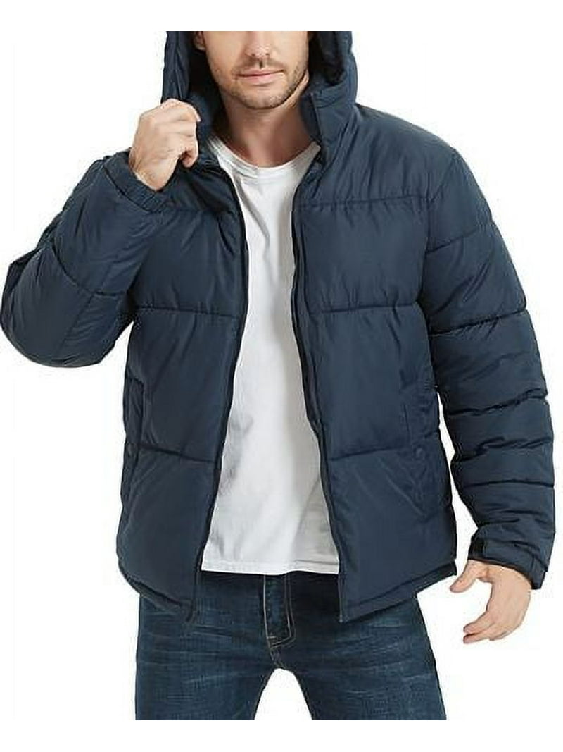 Hawke & Co. HAWK NAVY Men's Quilted Zip Front Hooded Puffer Jacket