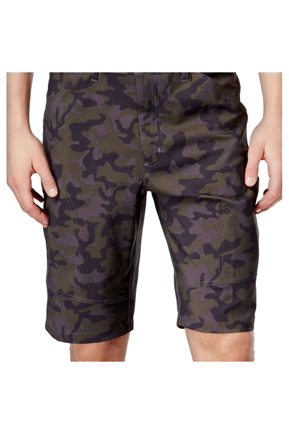 Mens Flat-Front Tech Casual Cargo Shorts, Green, 32