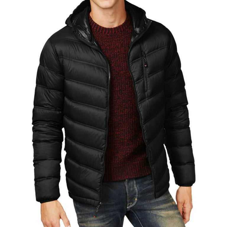 Hawke Mens Packable Chevron Puffer Jacket, Black, Small