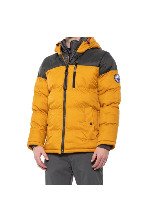 Hawke & Co Mens Puffer Bib Hooded Jacket Dull Gold Size Small- Insulated