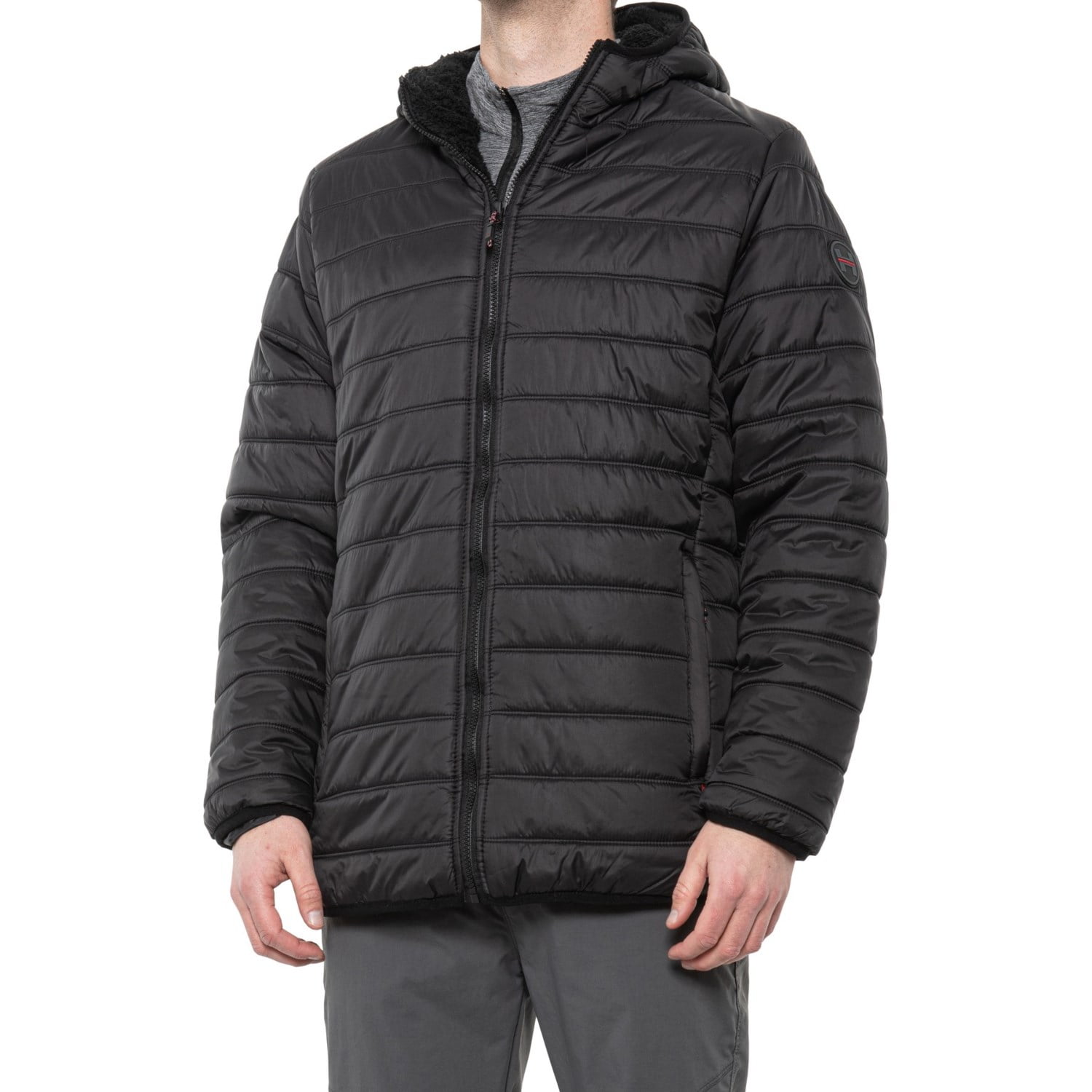 Hawke & Co Mens Sherpa-Lined Puffer Jacket Black Size Large  display picture 2