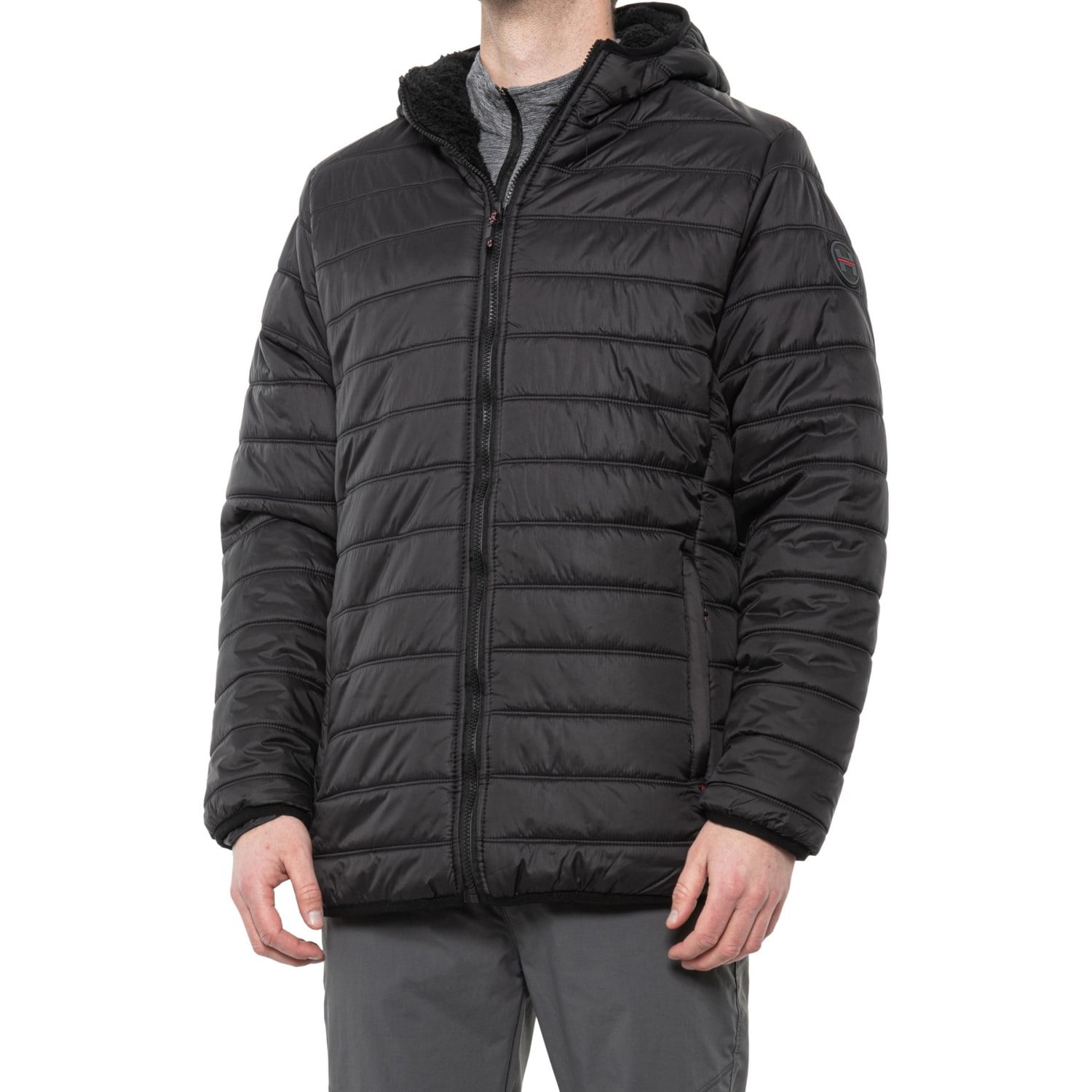 Hawke & Co Mens Sherpa-Lined Puffer Jacket Black Size Medium- Insulated ...