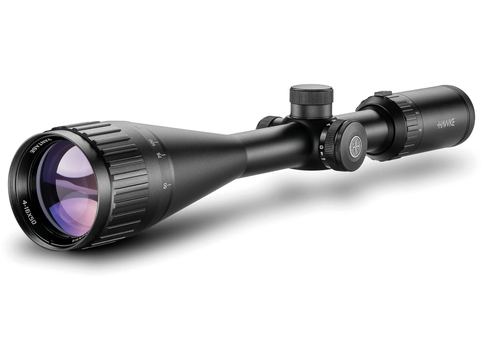Hawke Sport Optics Vantage Rifle Scope, 4-16x50mm AO, 1in, SFP, Mil Dot IR Reticle, Black