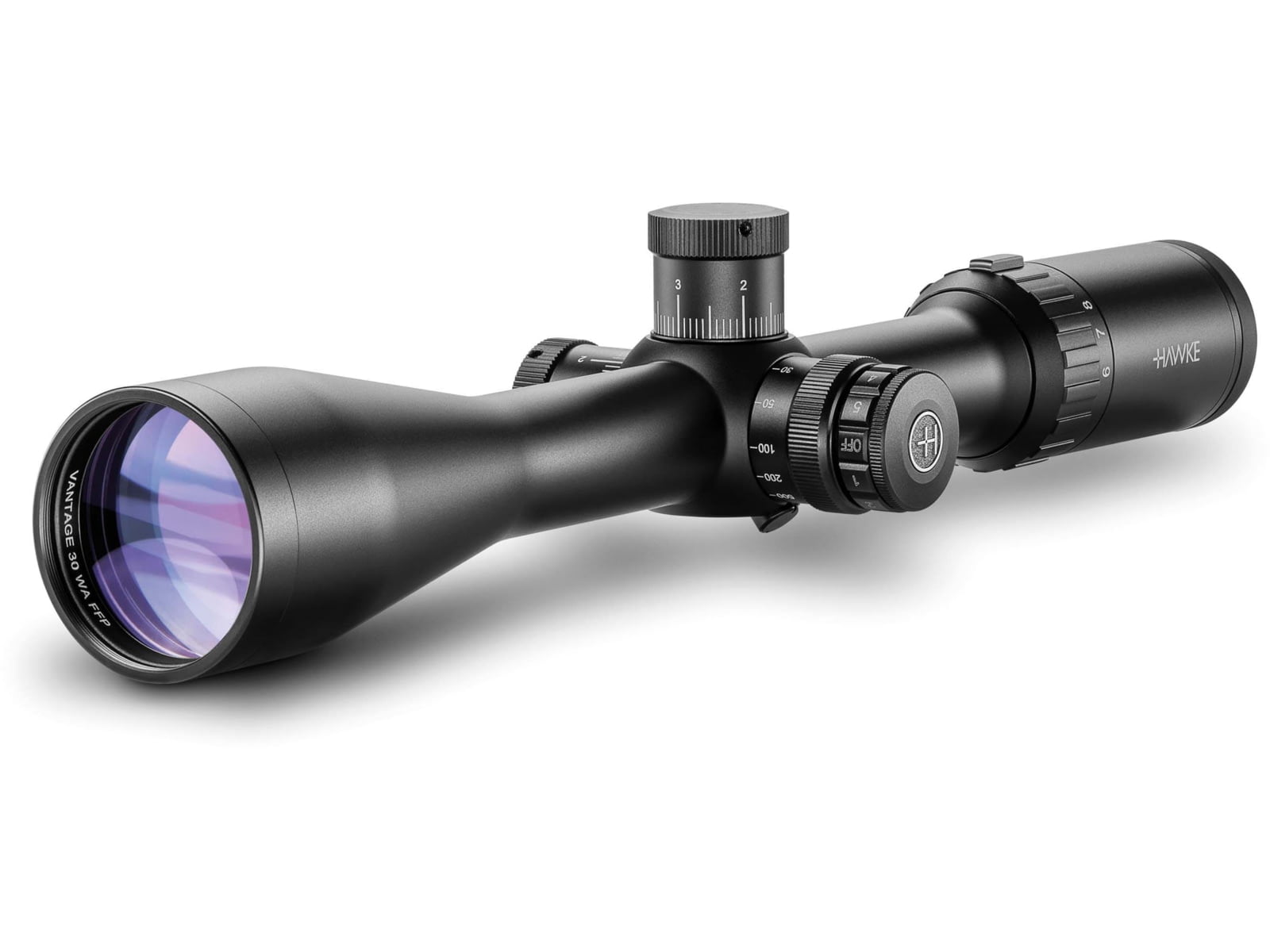 Hawke Sport Optics Vantage Rifle Scope, 6-24x50mm SF, 30mm, FFP, Half Mil Dot IR Reticle, Black