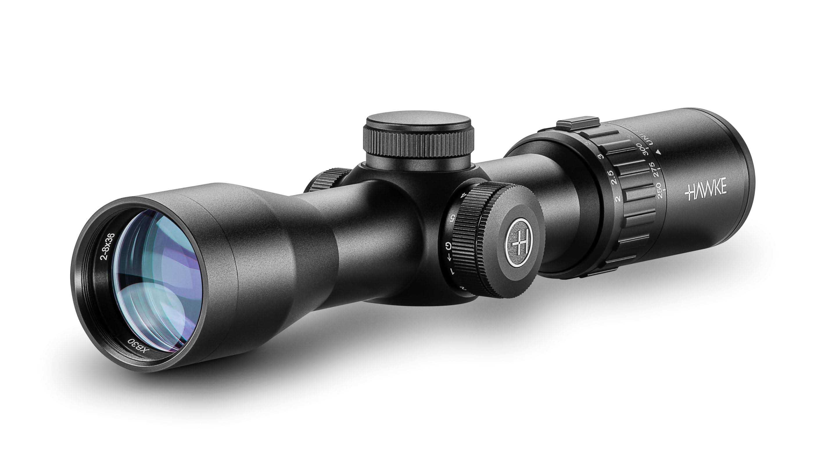 Hawke XB30 2-8x36 30mm Compact Crossbow Scope w/ Illuminated XB30 SR Reticle, Matte Black - 12227