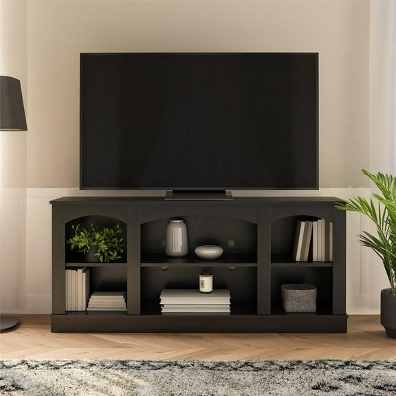 Hawke's Bay Modern TV Stand Media Console for TVs up to 65", Black Oak