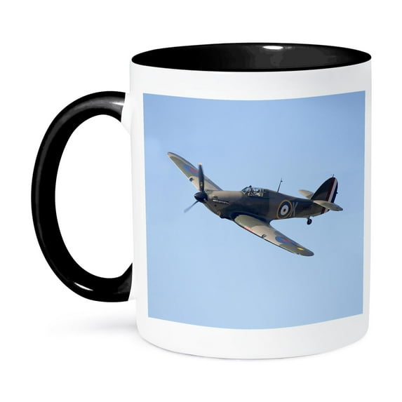 Hawker Hurricane, British And Allied Wwii Fighter Plane-Au02 Dwa6007 - David Wall, 15oz Two-Tone Black Mug