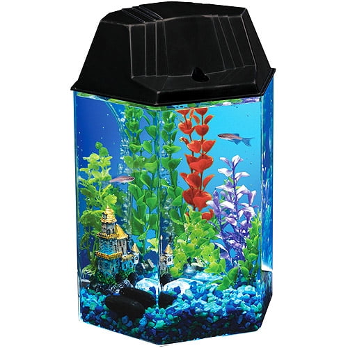 Hawkeye 1.6Gallon Hexagon Aquarium Kit with Internal Power Filter and