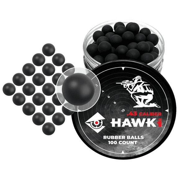 Hawki .43 Cal Reusable Training Soft Rubber Balls 100 pack (Black)