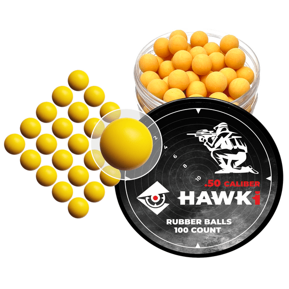 Hawki .50 Cal Reusable Training Soft Rubber Balls 100 Pack (Yellow)