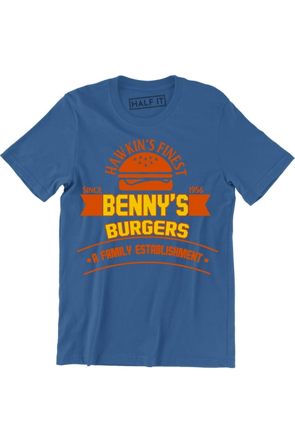 Hawkin's Finest Benny's Burgers A Family Established Men's Tee Shirt