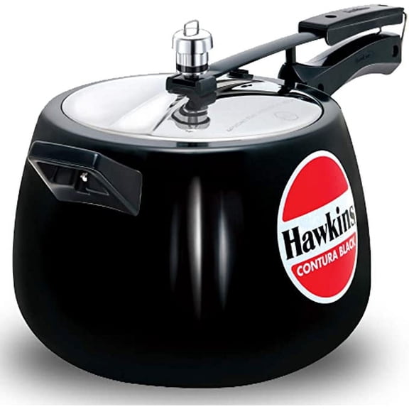 Hawkins Contura Black 6.5 Litre Pressure Cooker, Hard Anodised Cooker, Handi Cooker, Black (CB65)