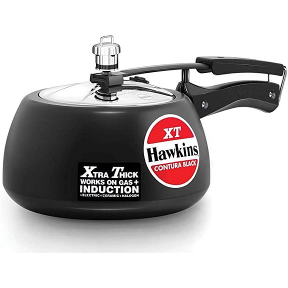 Hawkins Contura BlackXT 3 Litre Pressure Cooker, Hard Anodised Cooker, Induction Cooker, Handi Cooker, Black (CXT30)