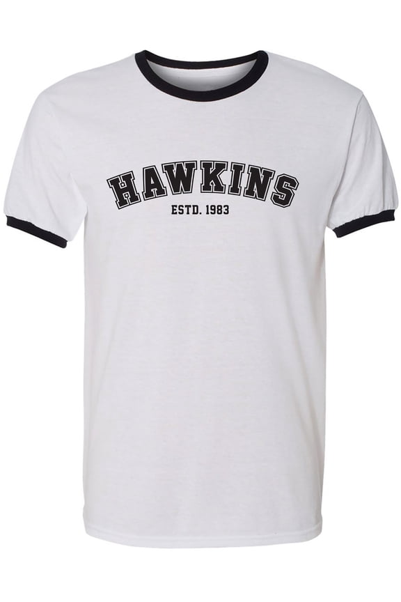 Hawkins ESTD.1983 Adult Short Sleeve Ringer T-shirt
