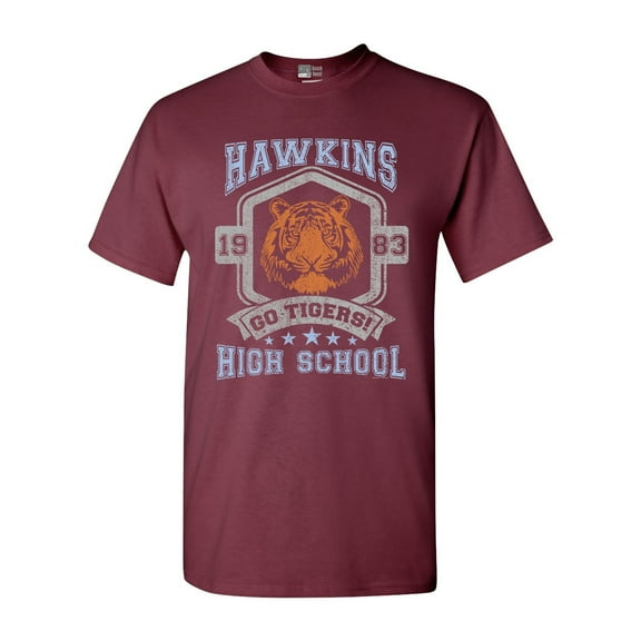 Hawkins Go Tigers High School 1983 AV Club Parody Funny Adult DT T-Shirt Tee