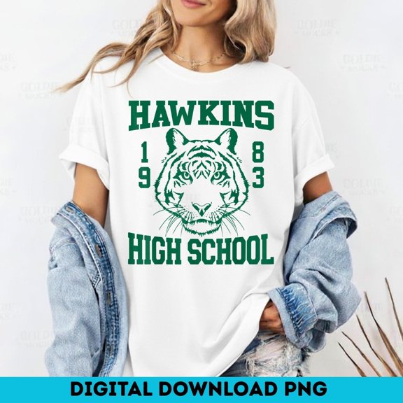 Hawkins High School Tiger High Resolution t-shirt, Hawkins Indiana, Hawkins Tiger, Hawkins Class of 1983, Student Popular Shirt