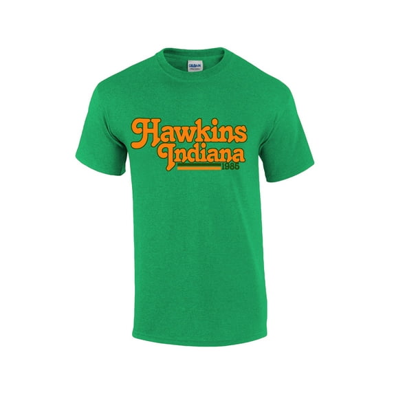 Hawkins Indiana 1983 Upside Down TV Show Mens Short Sleeve T-shirt Graphic Tee-Antique Irish Green-small