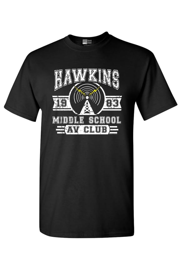 Hawkins Lab Middle School 1983 AV Club Parody Funny Adult DT T-Shirt Tee