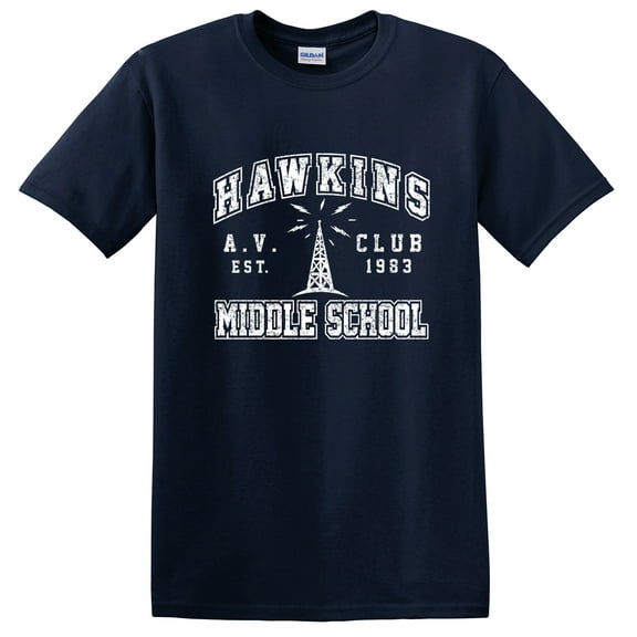Hawkins Middle School AV Club T-Shirt Navy M